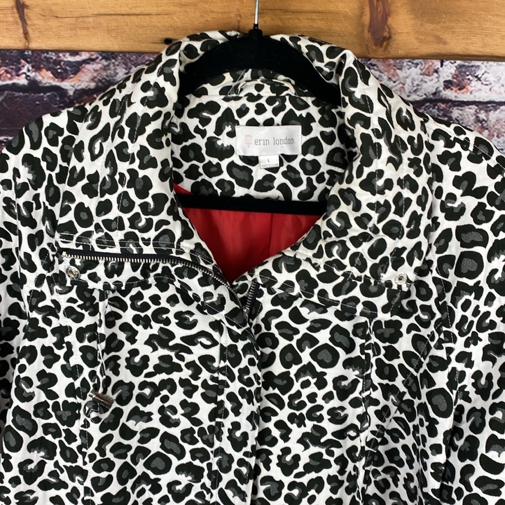 Erin London Black and White Leopard Oversized Jacket Sz L - Picture 5 of 14